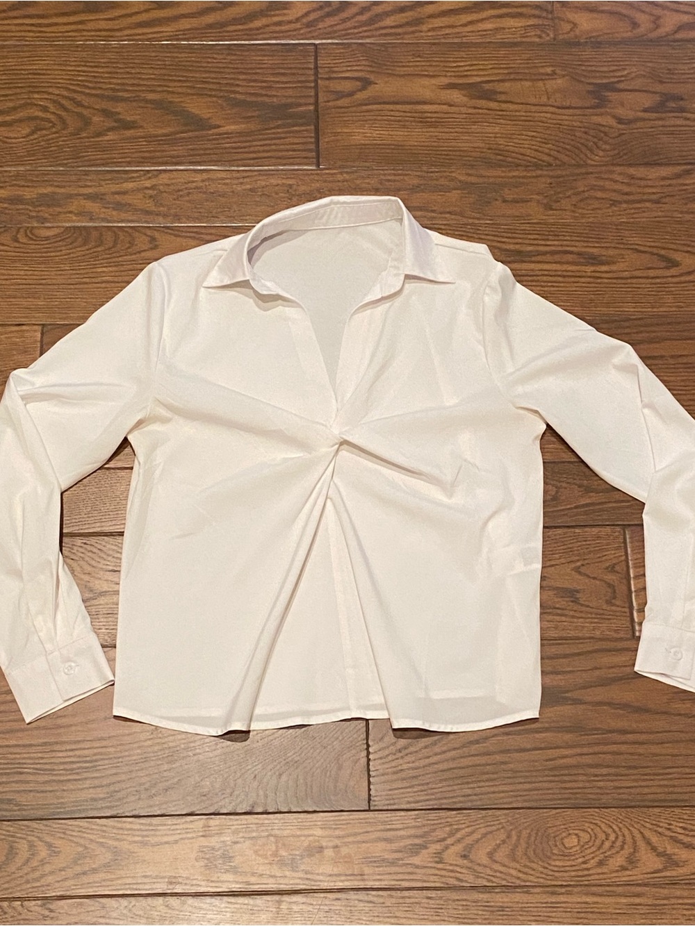 Women’s White Twist-Front Collared Shirt